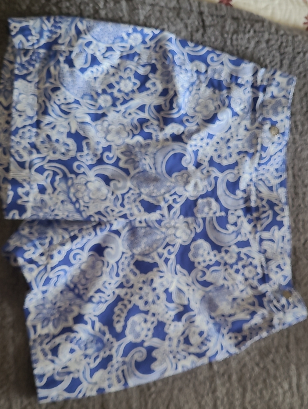Rafaella Blue and White Floral Bermuda Shorts